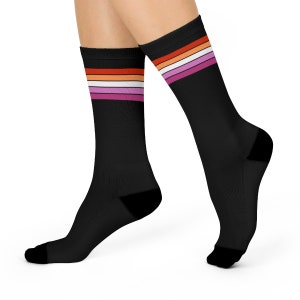 Lesbian Socks, Subtle Pride Socks, Discreet LGBTQ Pride Outfit, LGBT Christmas Gift, Cool Striped Pattern Unisex Crew Socks