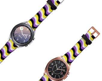 Nonbinary Watch Band For Samsung Galaxy Smartwatch; Enby Pride Strap, LGBT Pride Gift, Series 4 5 6 7 Classic Pro FE - Watch NOT Included