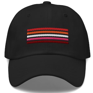 Geborduurde lesbienne zonsondergang vlaghoed, subtiel sapphic Pride-borduursel baseballcap, discrete WLW-merchandise, LGBTQ-cadeau voor lesbische dochter