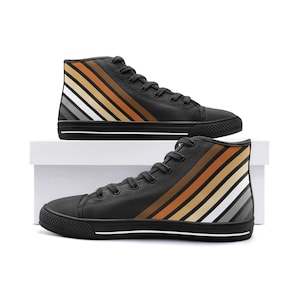 Bear Pride Sneakers; Bear Brotherhood High Top Canvas Shoes; Subtle Gay MLM LGBTQ Shoes For Pride Parade Festival; LGBT Pride Outfit