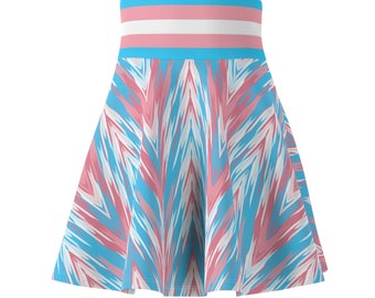 Transgender Pride Flag Women's Skater Skirt; Subtle Trans Pride Outfit; MTF Transgender Clothing; LGBTQ Discreet Transgender Gift