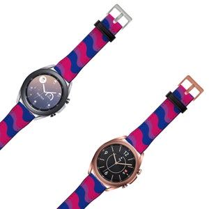 Bisexual Watch Band For Samsung Galaxy Smartwatch; Bi Pride Watch Strap, LGBT Pride Gift, Series 4 5 6 7 Classic Pro FE - Watch NOT Included