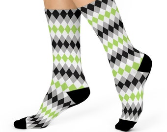Agender Socks, Subtle Pride Socks, Discreet LGBTQ Pride Outfit, LGBT Christmas Gift, Cool Diamond Pattern Unisex Crew Socks