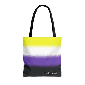 Nonbinary tote bag; Enby pride bag; Non binary flag shopping bag; Non-binary pride shoulder bag; Queer gift for gender non comforming