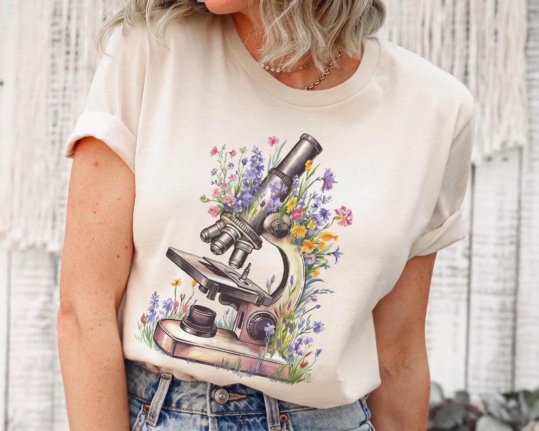 Floral Microscope Shirt, Microbiology Lab Tech Tshirt, Plant Scientist ...