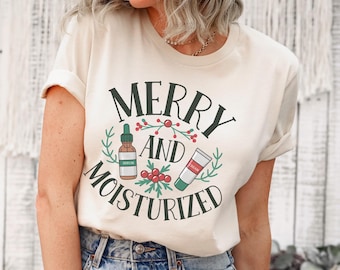 Esthetician Christmas Shirt, Funny Dermatology Shirt, Skin Therapist Xmas Tshirt, Holiday Season Gift For Beautician, Skincare Lover Tee