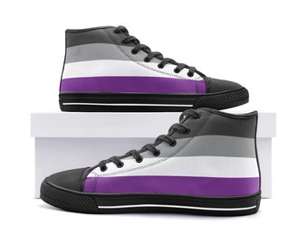 Asexual Shoes; Ace Pride High Top Canvas Sneakers; LGBTQ Shoes For Pride Parade Festival; Queer Clothing For Asexual Daughter Son Friend