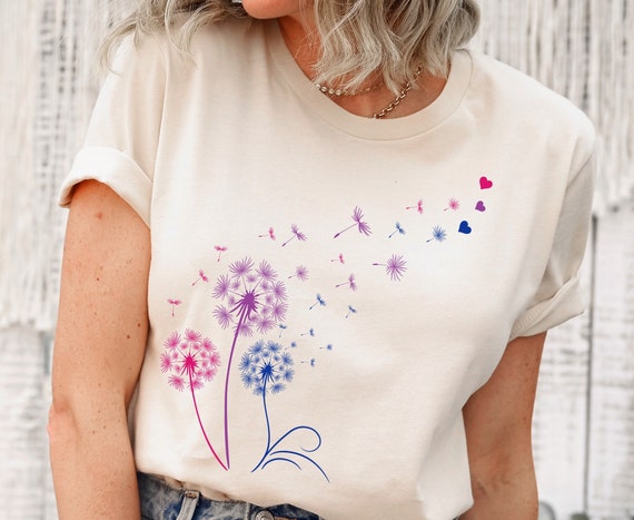 Subtle Bisexual Dandelion Shirt Bi Pride Wildflower Shirt Discreet Pride Clothing Floral Tshirt LGBTQ Pride Month Gift For Bisexual