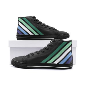 Gay MLM Sneakers; Subtle Vincian Flag Pride High Top Canvas Shoes; LGBT Shoes For Pride Parade Festival; LGBTQ Outfit, Unisex Shoes