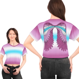 haut court Femboy ; Vêtements mignons pour poule mouillée ; T-shirt court kawaii ailes d&#39;ange pour garçon souple ; Vêtements femboi; Tenue de fierté Femboy