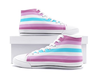 Zapatos femboy; zapatillas de lona de caña alta para mariquitas; zapatos queer para el festival del desfile del orgullo; ropa femboi para travestis femeninos