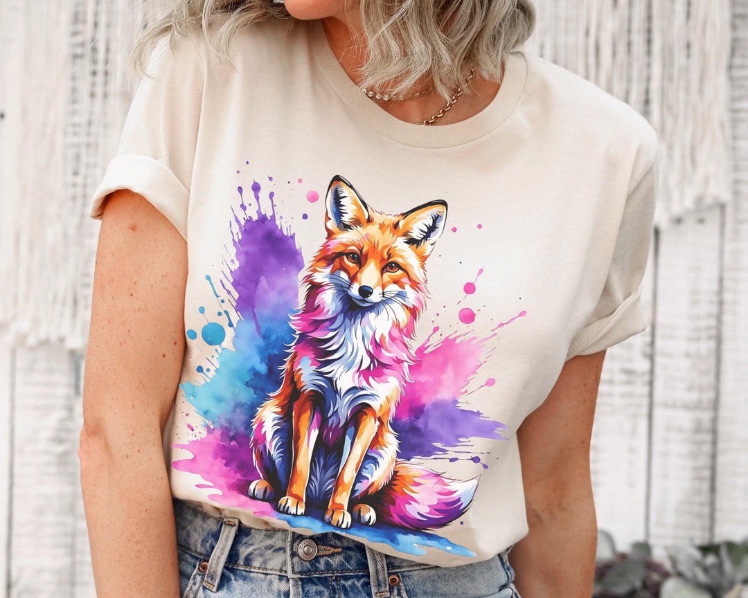 Bisexual Fox Shirt, Cute Bi Pride Shirt, Watercolor Aesthetic Animal ...