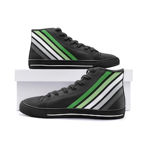 Aromantic high top sneakers; Aro pride canvas shoes; Subtle LGBTQ shoes for pride parade festival; LGBT pride outfit; Unisex shoes