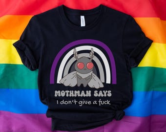 Asexual Mothman T-Shirt, Ace Pride Cryptid Tee, Queer Folklore Gift