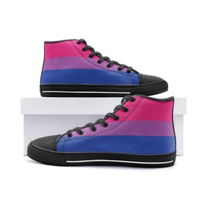 Bisexuell Schuhe; Bi Pride High-Top Canvas Sneakers; LGBTQ Schuhe für das Pride Parade Festival; Queer Kleidung für bisexuelle Tochter Sohn Freund