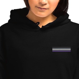 Embroidered Asexual Hoodie, Embroidery Ace Pride Hooded Sweatshirt, Subtle Asexual Flag Sweater, LGBTQ Gift, Discreet LGBT Outfit