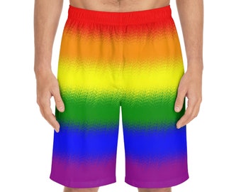 Pride Rainbow Swimwear Gay Pride Swim Shorts Pride Flag Summer Shorts Pride Outfit Board Shorts With Pockets Summer Festival Clothing