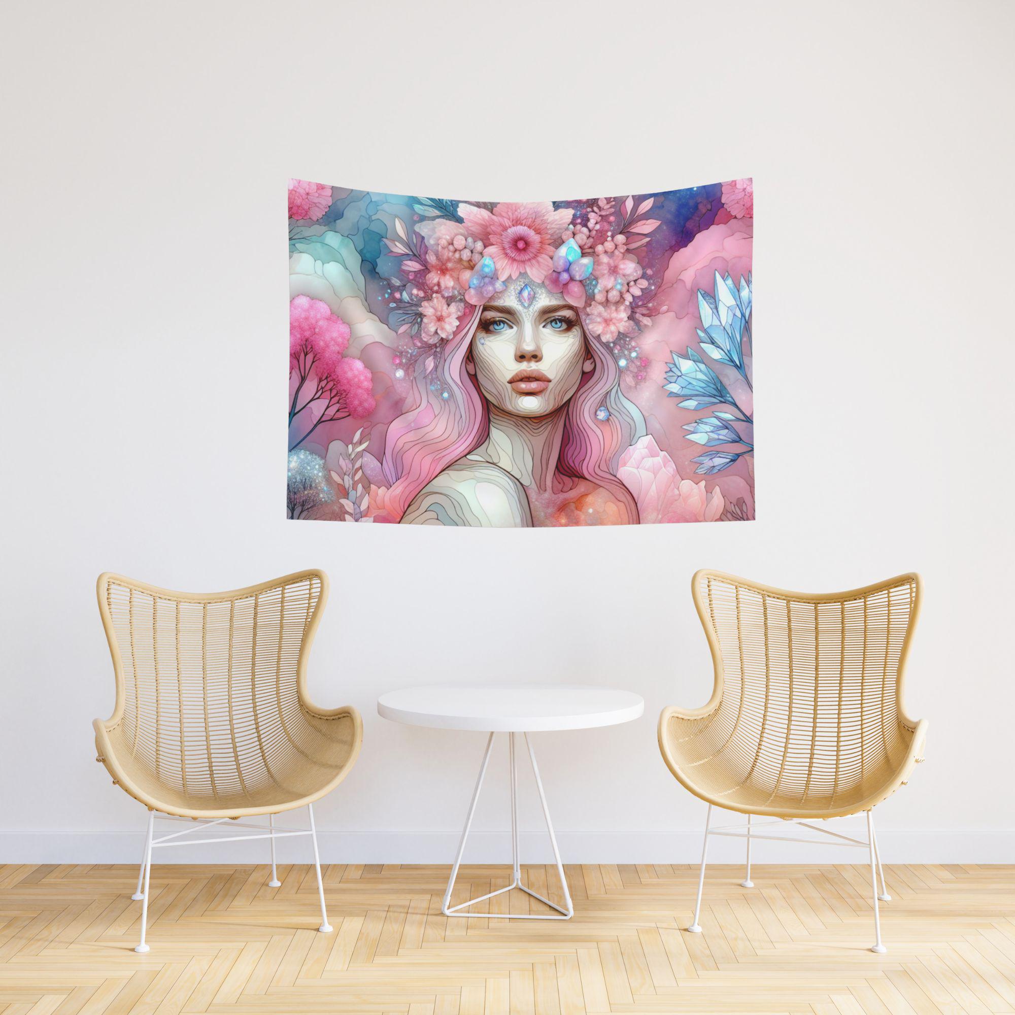 Subtle MTF Transgender Wall Tapestry, Floral Girl Trans Pride Indoor Home Decor, Stained Glass Aesthetic Hanging Wall Art, Coming Out Gift