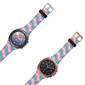 Transgender Watch Band For Samsung Galaxy Smartwatch; Trans Pride Strap, LGBT Pride Gift, Series 4 5 6 7 Classic Pro FE - Watch NOT Included