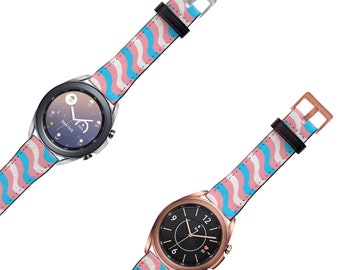 Transgender Watch Band For Samsung Galaxy Smartwatch; Trans Pride Strap, LGBT Pride Gift, Series 4 5 6 7 Classic Pro FE - Watch NOT Included