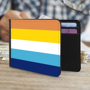 Cartera con la bandera de Aroace; Cartera con tarjetero de piel sintética apta para veganos y con el orgullo aromático asexual; Cartera delgada plegable con el orgullo LGBTQ
