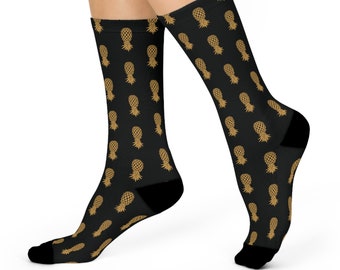 Swingers Upside Down Pineapple Socks; Swingers Lifestyle Clothing; Swinger Couple Gift; Unisex Crew Socks
