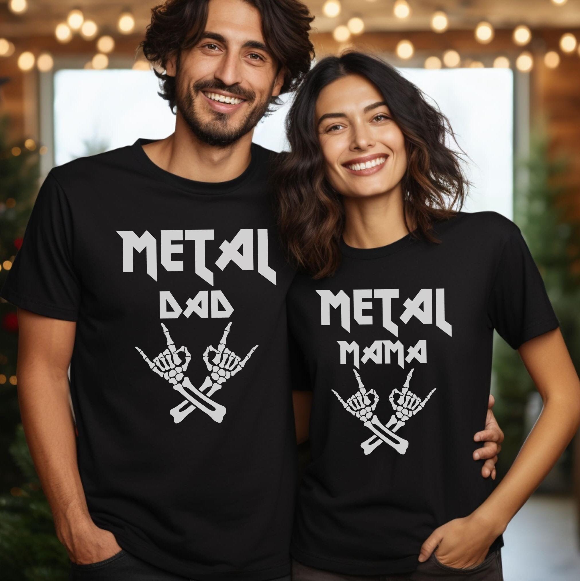 Metal Music Matching Couple Shirts, Metalhead Rock Hand Sign Mom