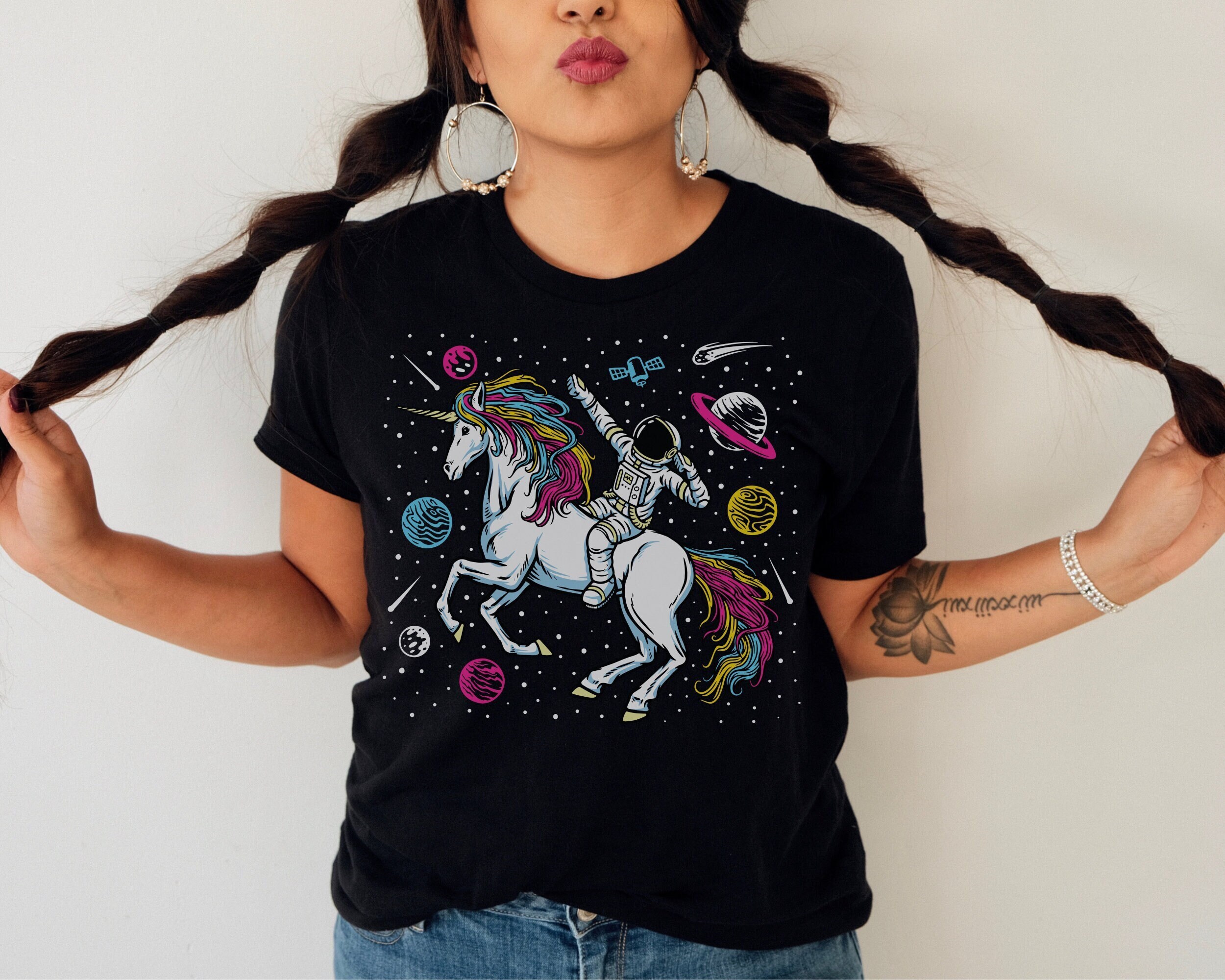 Subtle Pansexual Shirt; Discreet Pan Pride Tshirt; Fantasy LGBTQ Pride Outfit; LGBT Astronaut Riding Unicorn In Space; Sci-fi Clothing