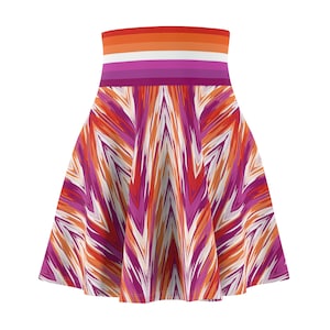 Lesbian Pride Flag Women&#39;s Skater Skirt; Subtle Lesbian Pride Outfit; WLW Clothing; LGBTQ Discreet High Waisted Skirt