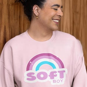 Soft Boy Sweatshirt, Cute Pastel Sissy Sweater, Kawaii Pink Femboy Shirt, Pink Girly Gift For Feminine Men