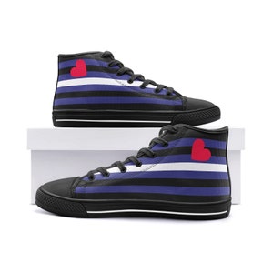 Leather Pride Sneakers; Leather Subculture Flag High Top Canvas Shoes; LGBTQ Shoes For Pride Parade; LGBT Pride Outfit; Unisex Shoes