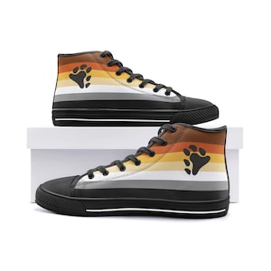 Bear Pride Shoes; Bear Brotherhood Flag High Top Canvas Sneakers; Gay MLM LGBTQ Shoes For Pride Parade Festival; LGBT Pride Outfit