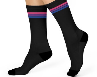 Bisexual Socks, Subtle Pride Socks, Discreet LGBTQ Pride Outfit, LGBT Christmas Gift, Cool Striped Pattern Unisex Crew Socks