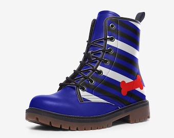 Puppy Play Pride Boots; Pup Play Flag Vegan Leather Combat Shoes; Pet Play Outfit For Pride Parade; Gay LGBT Clothing, Unisex Boots