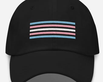 Embroidered Transgender Flag Hat, Subtle Trans Pride Embroidery Baseball Cap, LGBTQ Merch, LGBT Accessories, LGBTQ+ Gift For Mtf Or Ftm