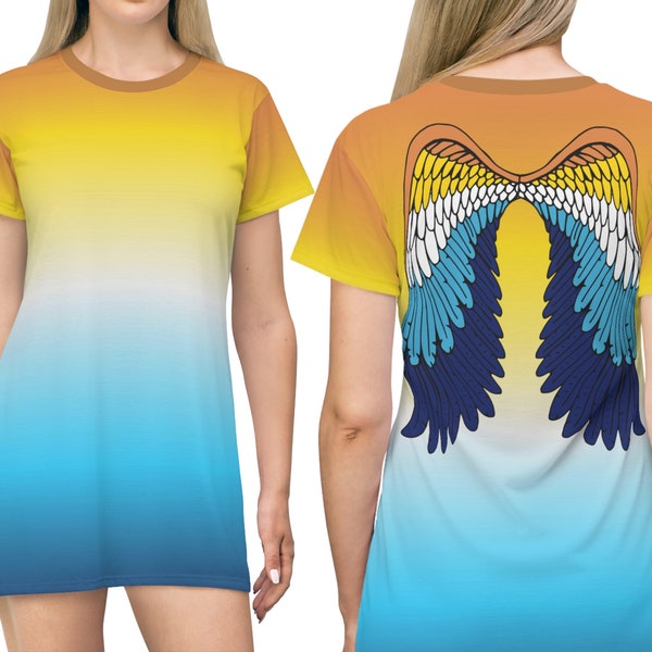 Aroace t-shirt dress; Aromantic asexual pride sleep shirt; Angel wings pajama dress; Aro ace flag womens night shirt; Pride parade outfit