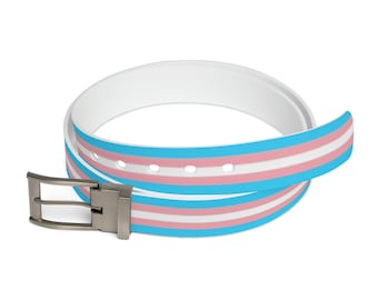 Transgenderriem, Trans Pride-outfitmerchandise; Ftm mtf hoogwaardige TPU-riem; Duurzame LGBTQ-accessoires; Transgendercadeau voor haar, hem of zij