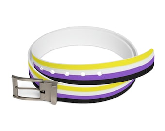 Nonbinary belt, Enby pride outfit merch; Non binary high quality TPU belt; Durable LGBTQ accessories; Non-binary gift for they them