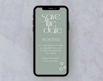 Digitale Karte Save The Date -E-Card - Einladung  - Personalisierbar - Direkter Download - Hochzeit - Standesamt