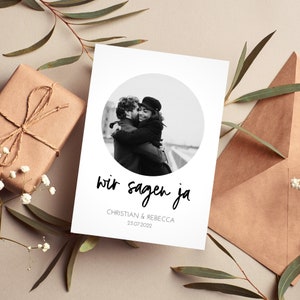 Digitale Vorlage - Einladung Hochzeit - Druck Vorlage - Wir sagen Ja - Postkarte - DIN A6