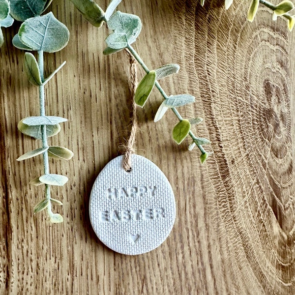 White Happy Easter Egg Decoration | Easter Gifts | Easter Tree Ornament | Easter Basket | Spring Decoration | Spring Tags | Gift tags |