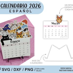 Spanischer Kalender 2026, Tischkalender, zum Selbstzusammenbauen