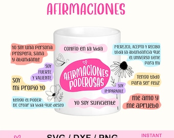 Affirmationer, kraftfulla affirmationer, självkärlek. Sublimering PNG, Universum, Dekret, SVG