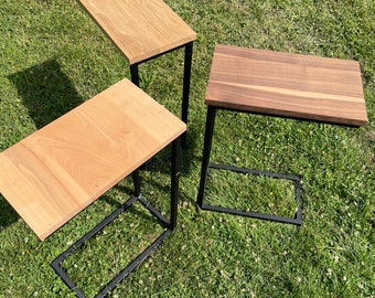 Beistelltisch Laptoptisch Sofatisch Betttisch Couchtisch Holz mit Baumkante Naturkante Wohnzimmertisch