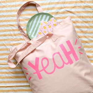 Beach bag | YeaH - Illustration | Fabric bag | NEON | Bag | Pink | byGerSa