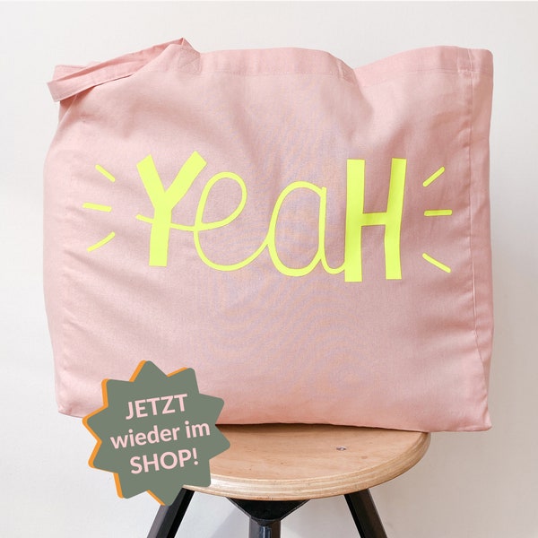 Pink Cloth Bag | YeaH - Illustration | beach bag | cloth bag | NEON | bag | Yellow