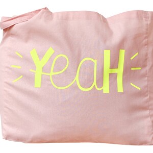 Pink Cloth Bag YeaH Illustration beach bag cloth bag NEON bag Yellow image 5