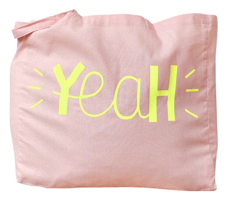 Pink Cloth Bag YeaH Illustration beach bag cloth bag NEON bag Yellow image 5