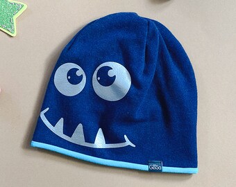 Mütze reflektiert Monster Mario | Kinder | Geschenk | Herbst Winter Beanie Kindermütze | Wollmütze Merino | Innen Jersey kratzt nicht