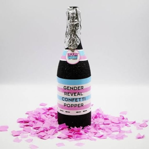 Glitter Pink Champagne Bottle Confetti Popper 2in x 6 1/2in